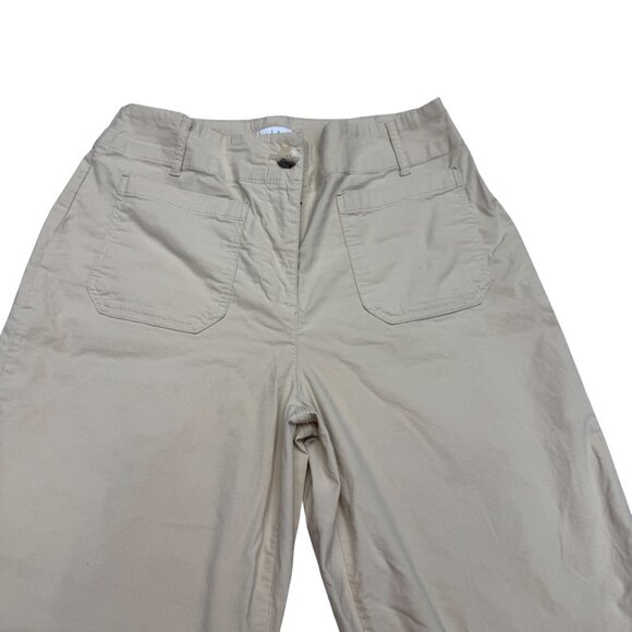 Nicole Millar NY Women's Wide Leg Beige Pants Front Patch Pockets, Size 8 - Picture 3 of 11